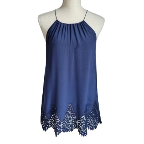 Lilly Pulitzer Diem Navy Silk Lace Hem Top - Picture 4 of 10